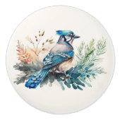 Zweigstelle Wasserfarbenblauer Jay-Pine Keramikknauf (Vorderseite)