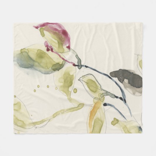 Zweigstelle Wasserfarbenleaf Triptych Fleecedecke (Vorderseite (Horizontal))