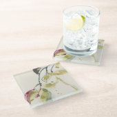 Zweigstelle Wasserfarbenleaf Triptych Glasuntersetzer (Schrägansicht)