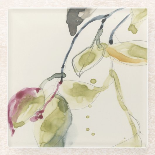 Zweigstelle Wasserfarbenleaf Triptych Glasuntersetzer (Vorderseite)