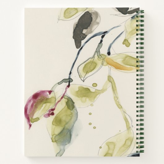 Zweigstelle Wasserfarbenleaf Triptych Notizblock (Rückseite)