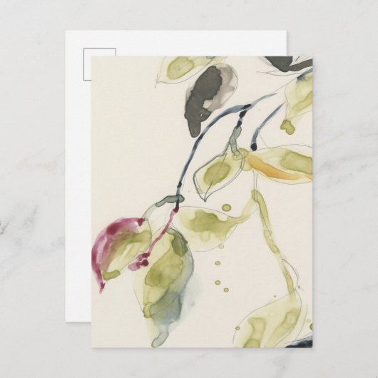 Zweigstelle Wasserfarbenleaf Triptych Postkarte (Vorne/Hinten)