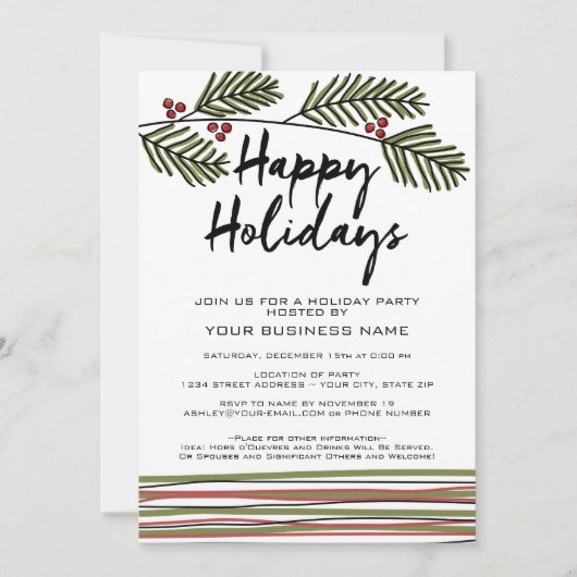 Zweigstellen der Holiday Party Whimsical Pine Tree Einladung (Vorderseite)