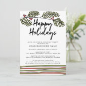 Zweigstellen der Holiday Party Whimsical Pine Tree Einladung (Stehend Vorderseite)