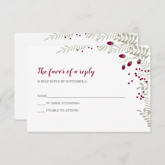 Zweigstellen für Feiertagen - HochzeitsrSVP RSVP Karte (Vorne/Hinten)