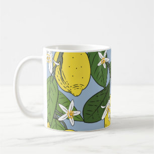 Zweigstellen von Lemon: Blaue Vintage Illustration Kaffeetasse