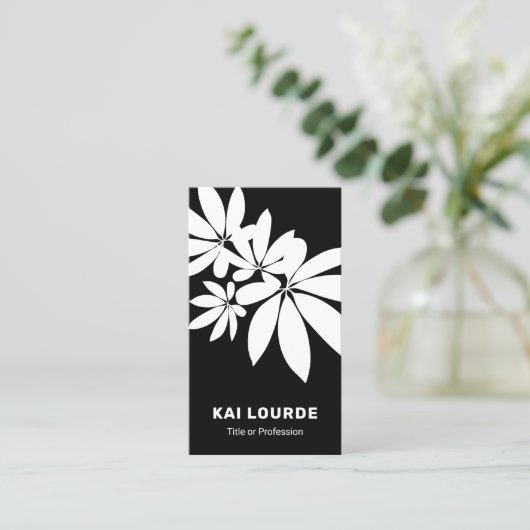 Zweigstellenkarte für moderne Schwarz-Weiß-Blätter Visitenkarte (Stehend Vorderseite)