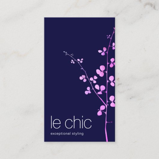 Zweigstellenkarte für Navy Blue Pink-Blätter Visitenkarte (Vorderseite)