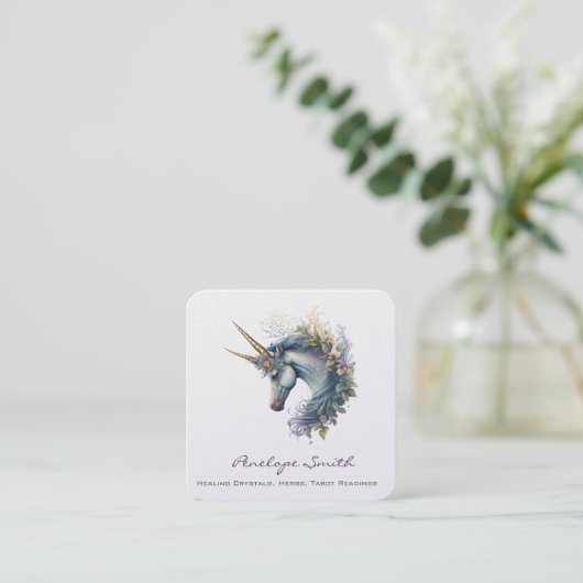 Zweihorn-Einhorn-Platz-Visitenkarte Quadratische Visitenkarte (Stehend Vorderseite)