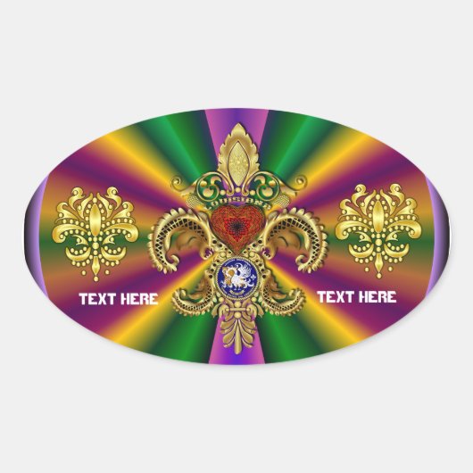 Zweihundertjährige Mardi Gras View Hinweise 50 Far Ovaler Aufkleber (Vorderseite)