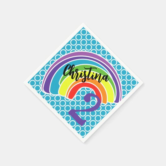 Zweijährige Rainbow-Geburtstagsparty Serviette (Ecke)