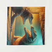 Zweiköpfige Lizard- und Crocodile-Spiegelszene Wandteppich (Vorderseite (Horizontal))