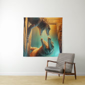 Zweiköpfige Lizard- und Crocodile-Spiegelszene Wandteppich (Beispiel (Horizontal))