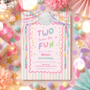 Zweimal der Spaß Whimsical Mädchen 2. Geburtstag Einladung