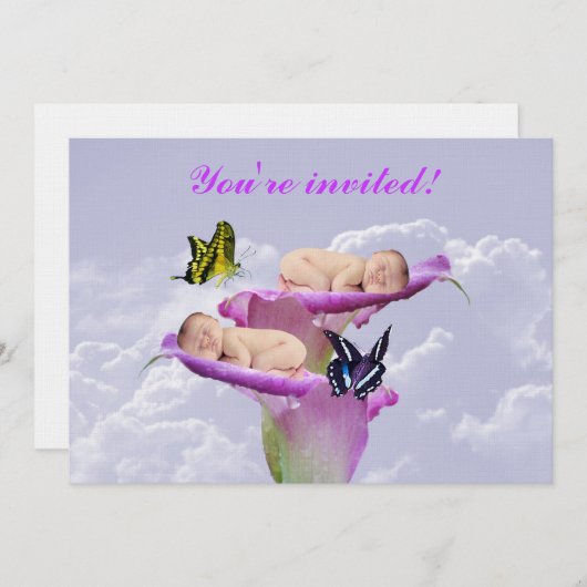 Zweimal die Freude mit Baby-Twin-Dusche Einladung (Vorne/Hinten)