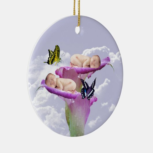 Zweimal die Freude mit Baby-Twin-Dusche Einladung Keramikornament (Rechts)