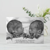 Zweimal die Liebe doppelte Geburtsankündigungskart Ankündigung (Stehend Vorderseite)