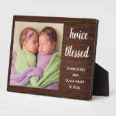 Zweimal gesegnet Twin Baby Foto Namen Geburtsdatum Fotoplatte (Seite)