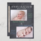Zweimal gesegnete Twin Boys - Geburtsankündigung Ankündigung (Vorne/Hinten)