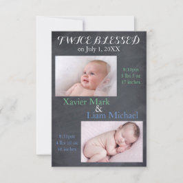 Zweimal gesegnete Twin Boys - Geburtshilfeverkündu Ankündigung