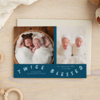Zweimal gesegnete Typografie Aquamarine Geburt
