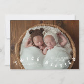 Zweimal gesegnete Typografie Geburtserklärung Ankündigung (Vorderseite)