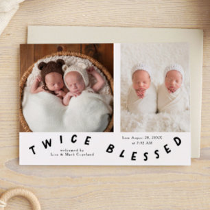 Zweimal gesegnete Typografie White Birth Ankündigu Ankündigung
