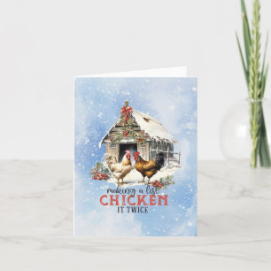 Zweimal Hühnchen essen Feiertagskarte