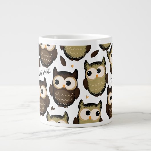 Zweimal! niedliches Eule-Muster. Jumbo-Tasse (Vorderseite)