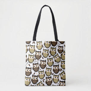 Zweimal! niedliches Eule-Muster. Tasche