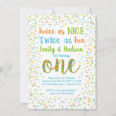 Zweimal so Nizza Confetti-Zwillings-erster Einladung (Vorderseite)