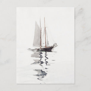 Zweimast-Schoner mit Dory von Winslow Homer Postkarte