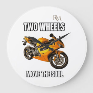 Zweirad bewegt die Seele Motorrad-Shirt Biker Große Wanduhr