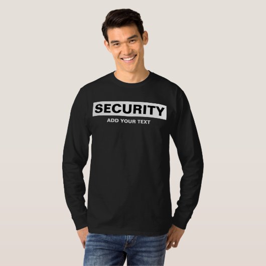 Zweiseitig Print Long Sleeve Mens Security Black T-Shirt (Vorne ganz)