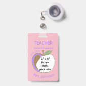 Zweiseitige Apfelschullehrer-ID-Abzeichen Ausweis (Vorderseite mit Ausziehbar)