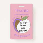 Zweiseitige Apfelschullehrer-ID-Abzeichen Ausweis (Vorderseite)