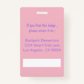 Zweiseitige Apfelschullehrer-ID-Abzeichen Ausweis (Rückseite)