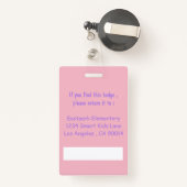 Zweiseitige Apfelschullehrer-ID-Abzeichen Ausweis (Rückseite mit Rechteck)