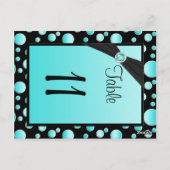 Zweiseitige Aqua, Black Polka Dots Tischnummer (Rückseite)