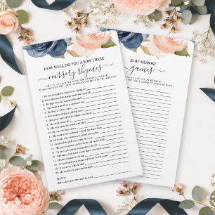 Zweiseitige Baby Pink Navy Blumenduschspiele
