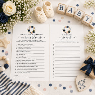 Zweiseitige Baby-Pink-Navy-Blumenkreide-Spiele