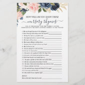 Zweiseitige Baby Pink Navy Floral Cascading Games (Vorderseite)