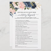 Zweiseitige Baby Pink Navy Floral Cascading Games (Vorne/Hinten)