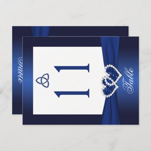 Zweiseitige blaue und weiße Tischnummer (Vorne/Hinten)