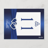 Zweiseitige blaue und weiße Tischnummer (Rückseite)