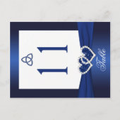 Zweiseitige blaue und weiße Tischnummer (Vorderseite)