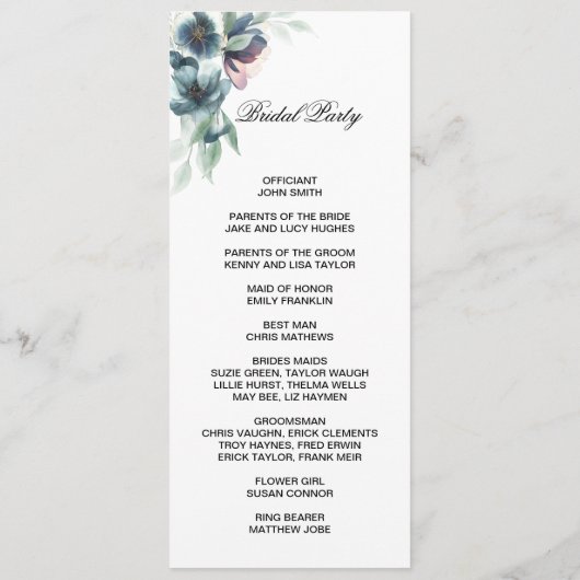 Zweiseitige Blume Programm (Rückseite)