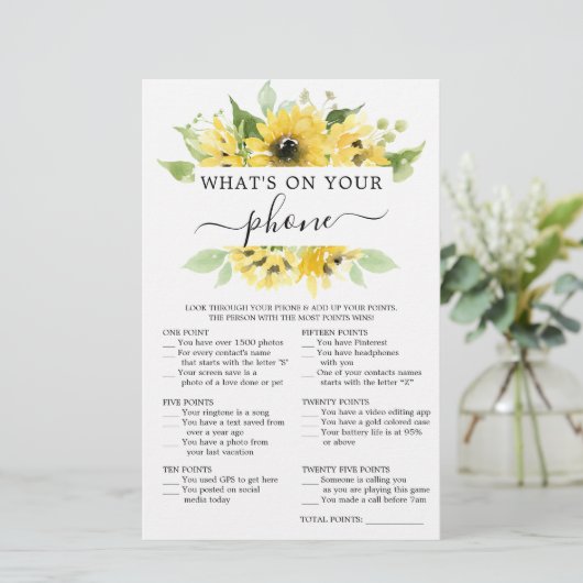 Zweiseitige Brautparty-Spiele Sonnenblume (Stehend Vorderseite)