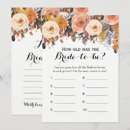 Zweiseitige Herbstspiele für Blumenflora-Brautpart Einladung