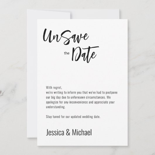 💍 zweiseitige Minimalistische Elegant UnSpeichern Save The Date (Vorderseite)